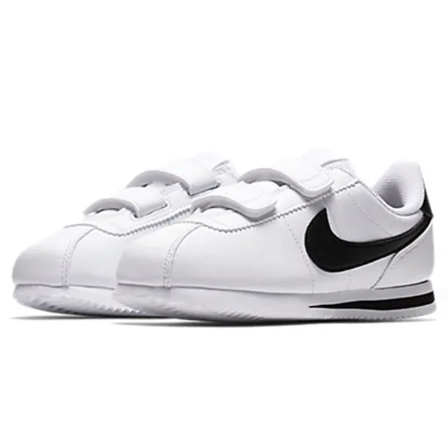 【NIKE 耐吉】運動鞋 中童 童鞋 阿甘鞋 魔鬼氈 CORTEZ BASIC SL PSV 白黑 904767-102