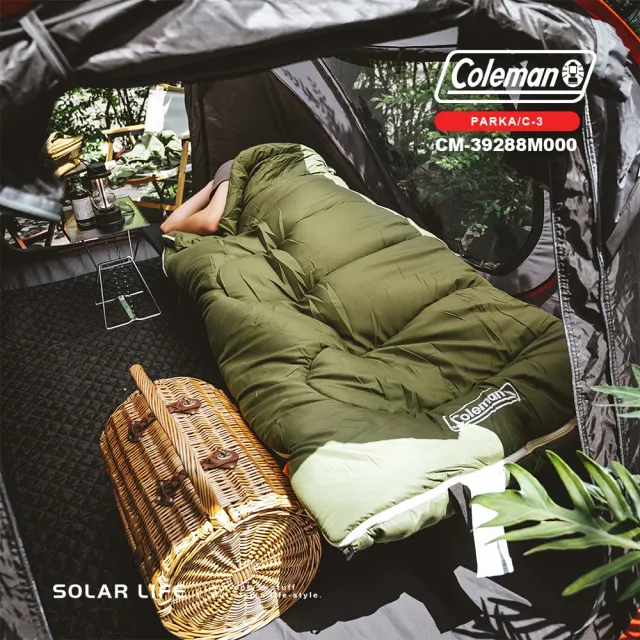 【Coleman】派克睡袋/C-3 CM-39288(露營睡袋 信封型睡袋 化纖睡袋 可機洗拼接 登山保暖睡袋)
