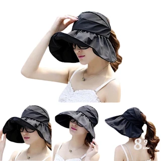 【89 zone】韓版時尚率性質感 大簷帽 沙灘帽 太陽帽 遮陽帽 空頂帽(黑/寶藍)