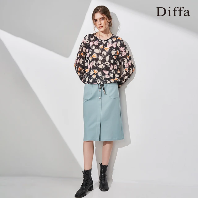 Diffa 美型貼袋工裝窄短裙-女