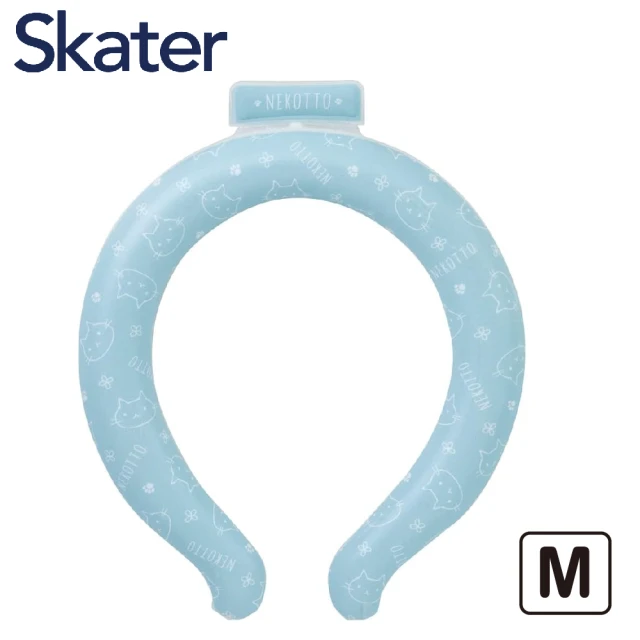 【Skater】29°C涼感頸圈 M 貓咪雙面藍色/灰色(涼感圍脖/冰涼降溫/夏日消暑/戶外運動/野餐郊遊)