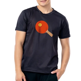 【MISPORT 運動迷】台灣製 運動上衣 T恤-桌球單顆/運動排汗衫(MIT專利呼吸排汗衣)