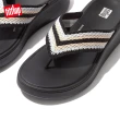 【FitFlop】F-MODE CROCHET FLATFORM TOE-POST SANDALS編織造型夾腳涼鞋-女(黑色)