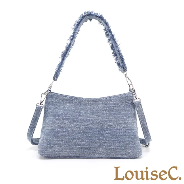【LouiseC.】雙11 Tree House 牛仔布復古抽鬚背帶肩背斜背法棍腋下包-2色(YS1856-09)