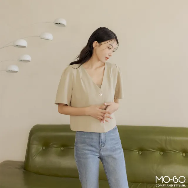 【MO-BO】造型釦澎袖短版西裝外套