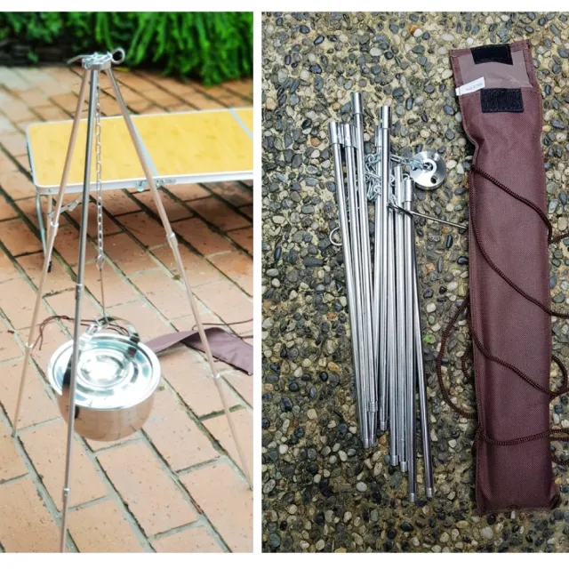 【May Shop】兩入組  戶外營火野營便攜折疊燒烤架鋁合金三角架