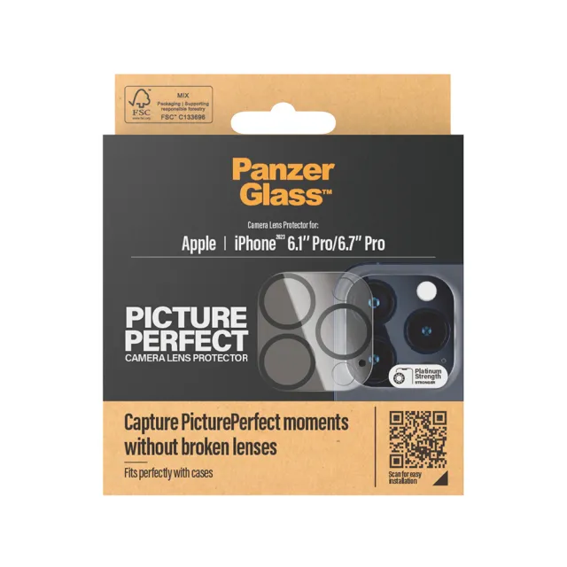 【PanzerGlass】iPhone 15 Pro / 15 Pro Max 耐衝擊高透鏡頭貼(抗刮傷指紋)