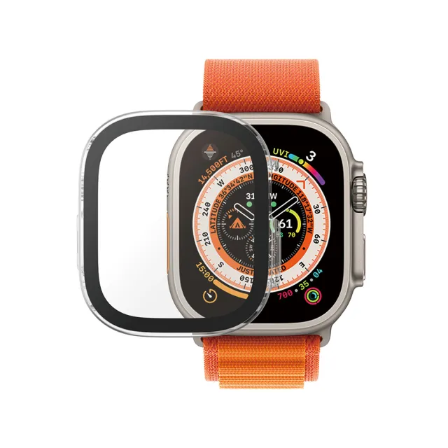 【PanzerGlass】Apple Watch Ultra 49mm 全方位D3O抗震防護高透鋼化漾玻保護殼-透(D3O奈米抗震防護)