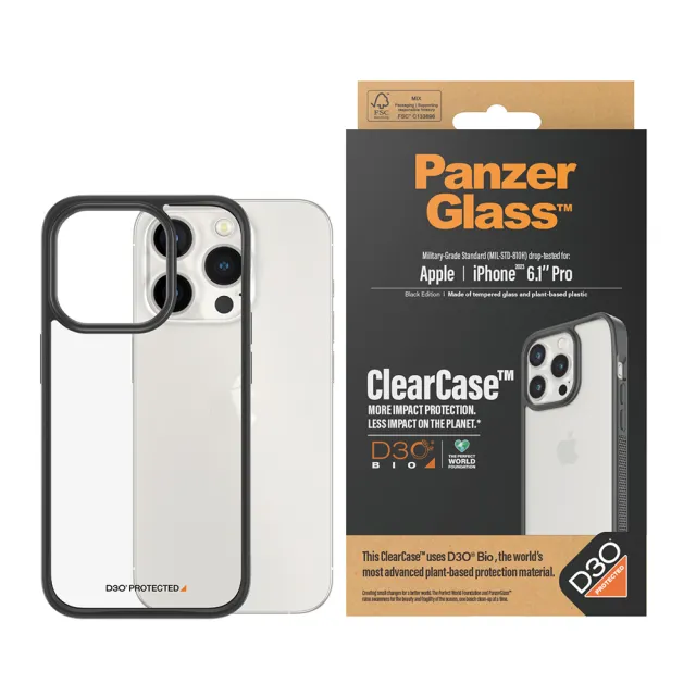 【PanzerGlass】iPhone 15 Pro 6.1吋 ClearCase 能量吸收材料D3O漾玻防摔殼(D3O奈米抗震防護)