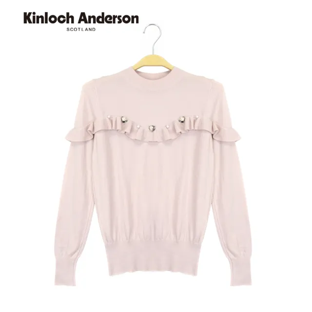 【Kinloch Anderson】甜美荷葉邊小花針織長袖 金安德森女裝(KA0769051 粉膚/黑)