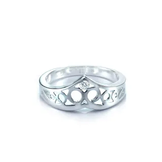 【Woogie武吉珠寶】設計師天然真鑽純銀皇冠戒指(3分天然真鑽)