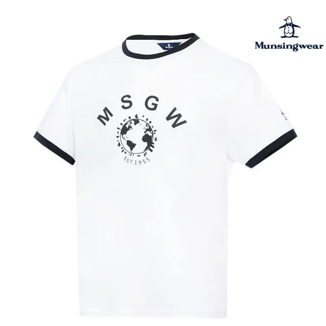 【Munsingwear】企鵝牌 男款白色環保科技咖啡紗 速乾防曬抑菌 包邊短袖T-SHIRT MGRL2506