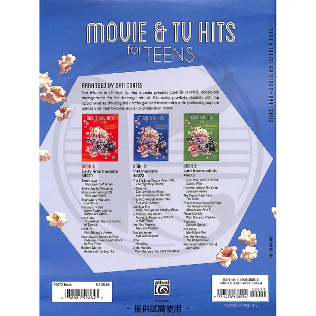 【Kaiyi Music 凱翊音樂】Movie & TV Hits for Teens Book 2