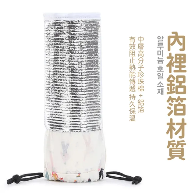 【冰飲no汗】韓系ins保冷水壺袋(手搖飲料 束口袋 保冷保溫 可調節 礦泉水 旅行保冰袋 側背 露營 學生)