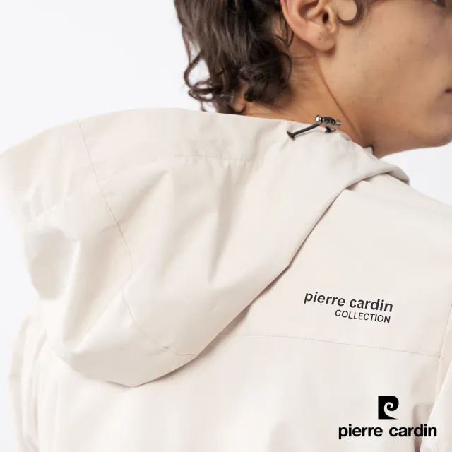 【pierre cardin 皮爾卡登】網路獨家 男款 防風防潑水透氣內網裡連帽外套-米色(7235661-81)