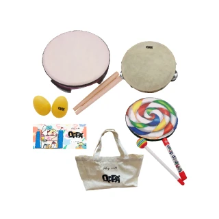 【OPPA】奧福樂器套組 地鼓敲敲組 地鼓、棒棒糖鼓、蛋沙鈴、鈴鼓(幼兒教育 小樂器)