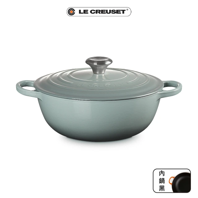 Le Creuset 萬用窈窕鑄鐵鍋 18(蛋白霜-淡金頭-