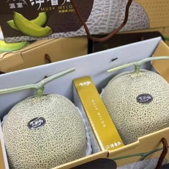 【RealShop】日本頂級品種 阿露斯哈密瓜3.2kg±10%x1盒(兩顆裝禮盒 水果禮盒)