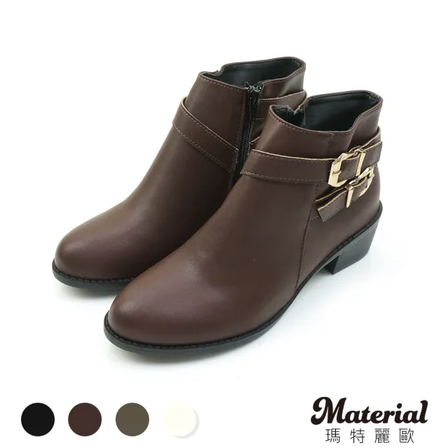 【Material瑪特麗歐】【全尺碼23-27】女鞋 短靴 MIT金屬雙扣帶短靴 T7821(短靴)