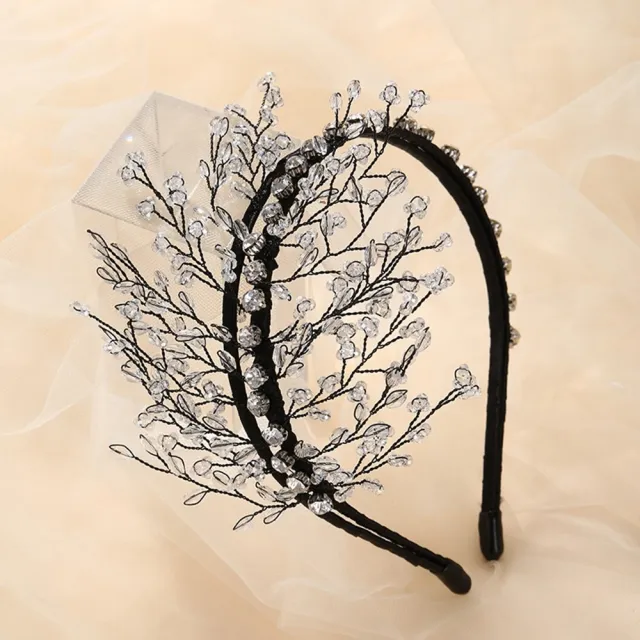 【巴黎精品】現貨+預購 髮箍水晶髮飾(樹葉手工串珠雙股女飾品a1da25)