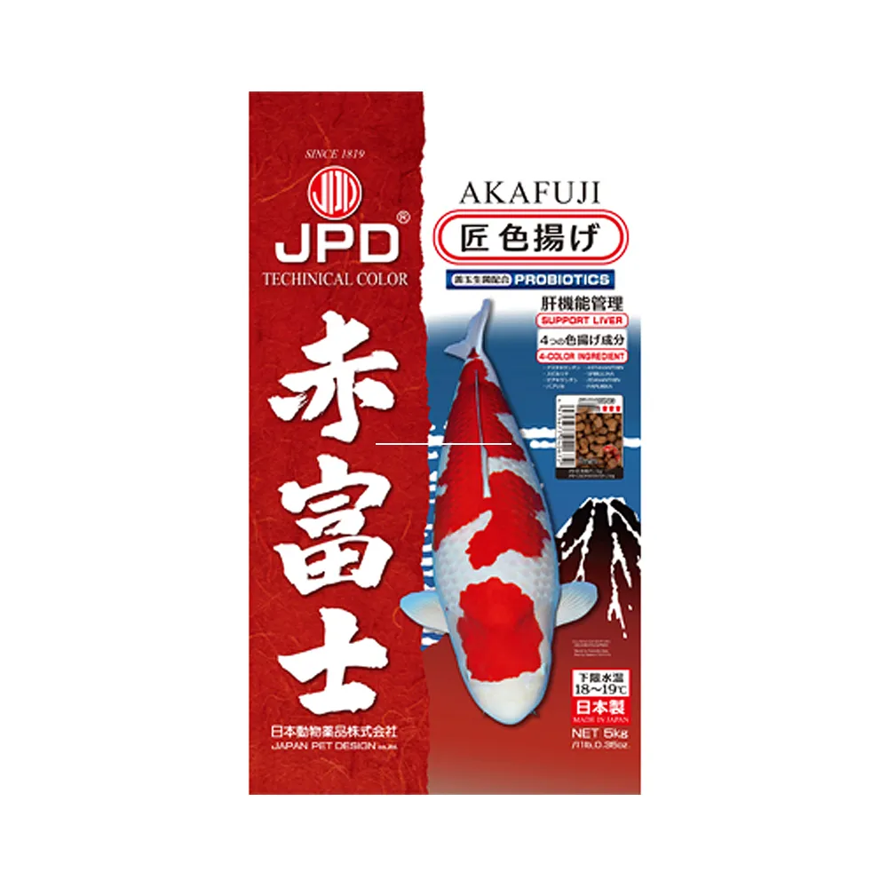 【JPD】日本高級錦鯉飼料-赤富士 強效色揚 沉下性 M 5KG(日本製造、含益生菌、保護內臟)