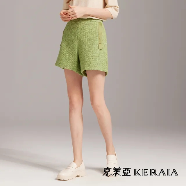 【KERAIA 克萊亞】茉莉拿鐵羊毛花紗短褲