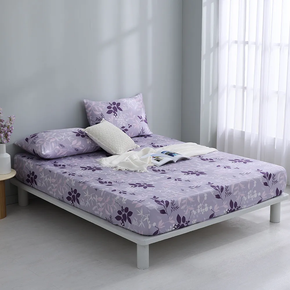 【MONTAGUT 夢特嬌】40支精梳棉三件式枕套床包組-紫葉莊園(加大)