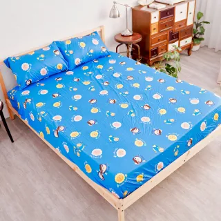 【奶油獅】同樂會系列-台灣製造-100%精梳純棉5尺床包三件組(宇宙藍-雙人)
