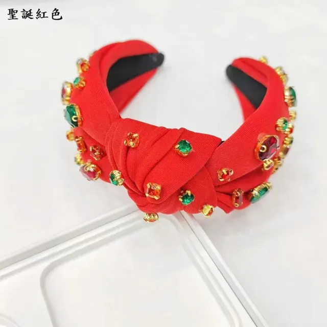 【巴黎精品】現貨+預購 髮箍布藝髮飾(歐美聖誕節百搭彩鑽女飾品2色a1da10)