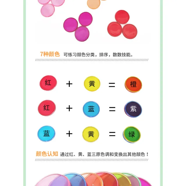 【子玄】圓形顏色片 金屬圈棒 物理性教材(教具磁力棒 透光圓片)