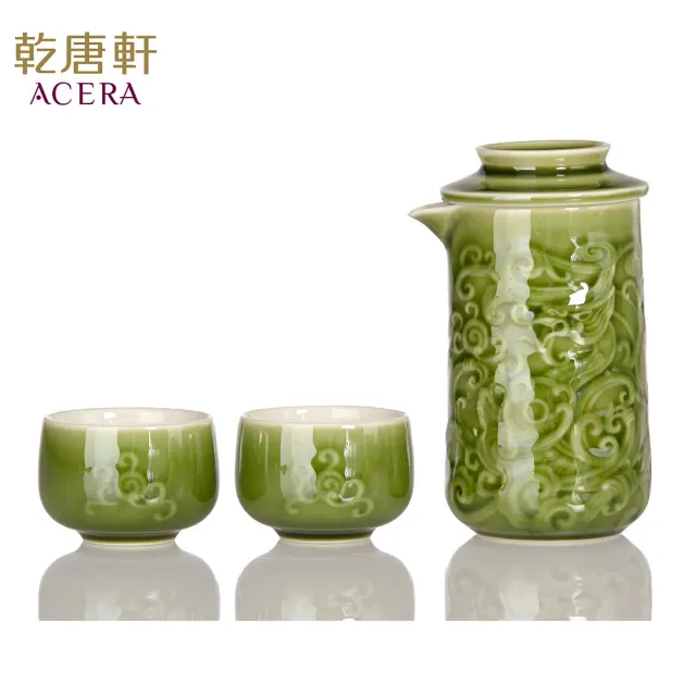 【乾唐軒】祥龍獻瑞陶瓷泡茶器(一壺+二杯 / 4色 / 交換禮物)
