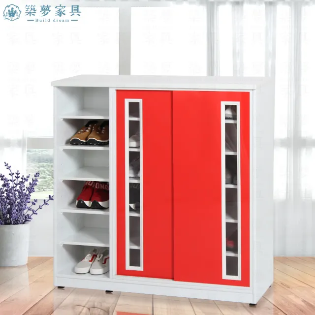 【Build dream 築夢家具】3.6尺 防水塑鋼 左半開放 滑門鞋櫃