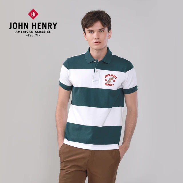 JOHN HENRY 文字印花古巴領襯衫-綠色優惠推薦