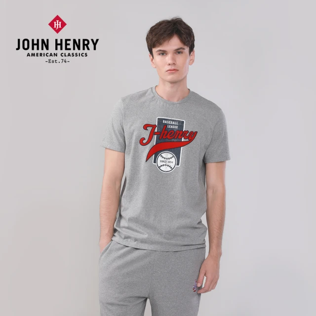 【JOHN HENRY】美式棒球baseball短袖T恤-灰色