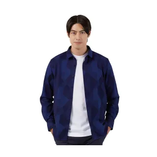 【Blue River 藍河】男裝 藏青色長袖襯衫-魅力幾何秋冬款(日本設計 舒適穿搭)
