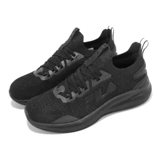 【FILA】慢跑鞋 Water Resistant 女鞋 黑 全黑 防潑水 襪套式 運動鞋 斐樂(5J911X000)