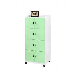 【艾蜜莉的家】2.1尺塑鋼綠白色活動置物櫃 收納櫃(可改固定腳粒-電聯時請先告知)