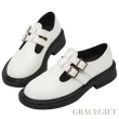 【Grace Gift】雙釦帶圓頭樂福瑪莉珍鞋