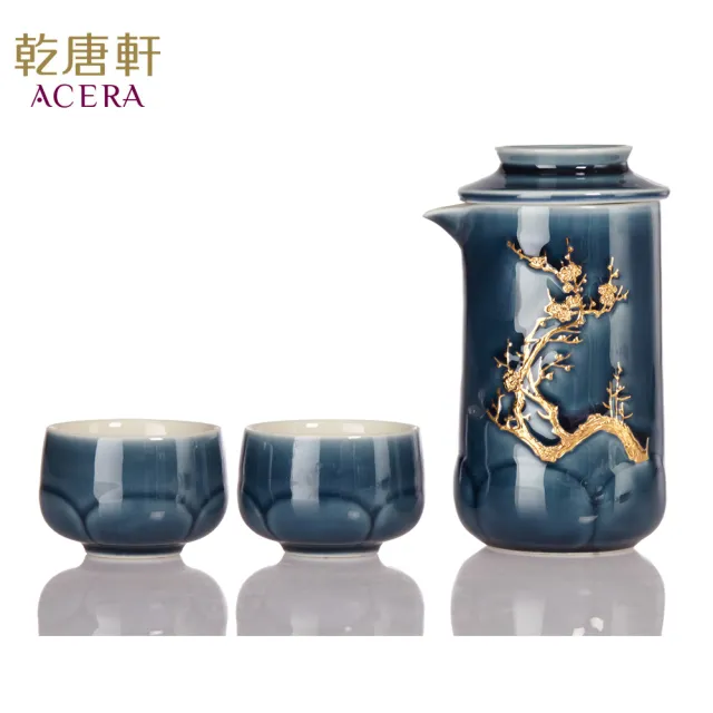 【乾唐軒】梅香陶瓷泡茶器(一壺+二杯 / 鎏金 / 3色 / 交換禮物)