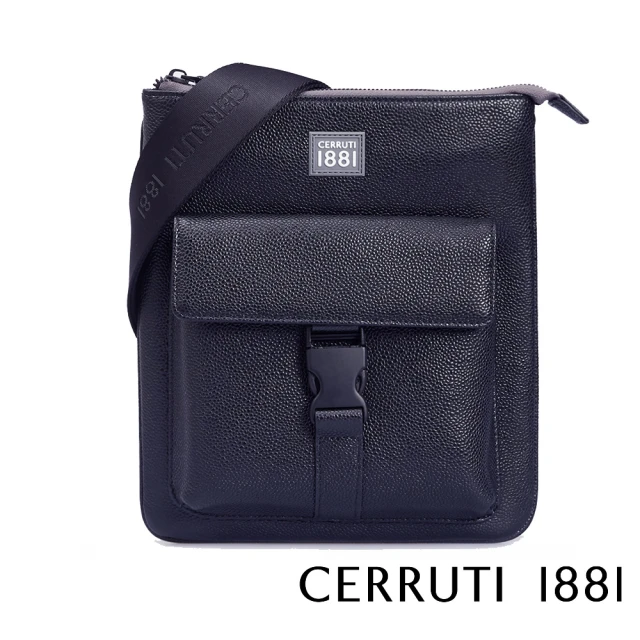 Cerruti 1881 義大利頂級小牛皮肩背包斜背包(黑色