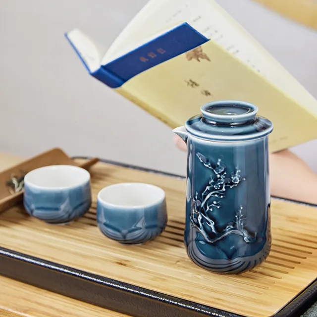 【乾唐軒】梅香陶瓷泡茶器(一壺+二杯 / 2色)