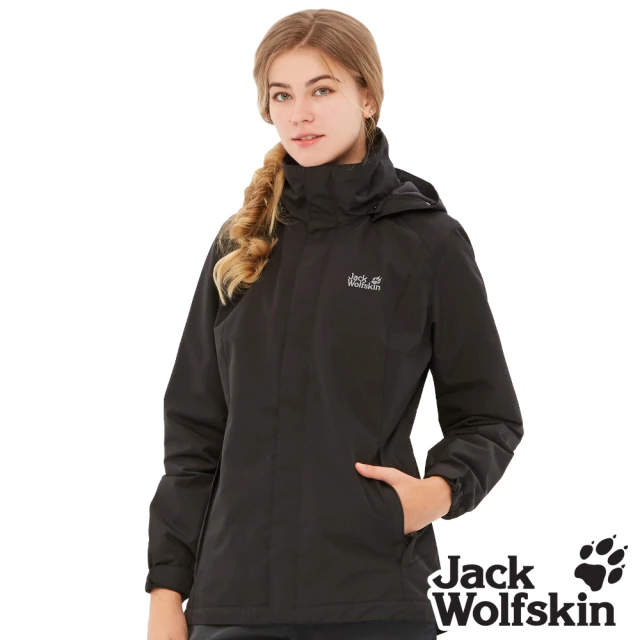 Jack wolfskin 飛狼 女 經典款防風防潑水保暖外套 內刷毛衝鋒衣(黑色)