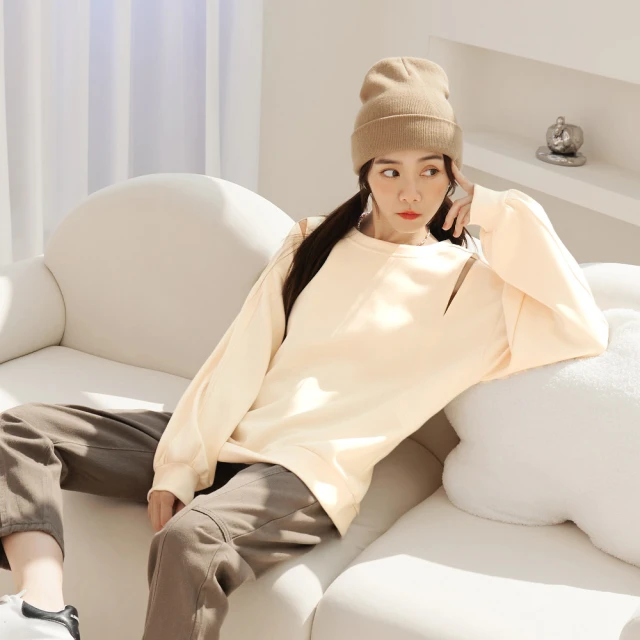 IGD 英格麗 網路獨賣款-LOVE粗呢格紋拼接造型T/大學