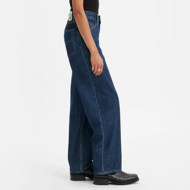 【LEVIS】Wellthread環境友善系列 女 街頭休閒中腰寬直筒牛仔/深藍染工藝 熱賣單品 A3028-0005
