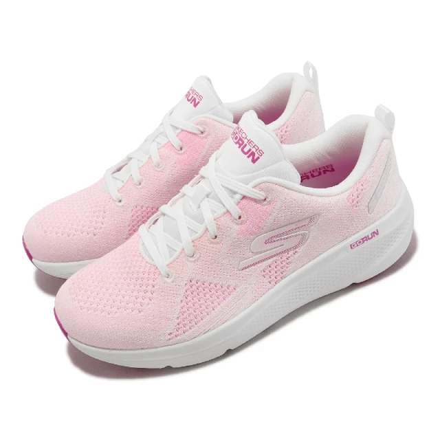 SKECHERS 慢跑鞋 Go Run Elevate-Prizm 女鞋 粉紅 白 厚底 緩震 運動鞋(128346-WPK)