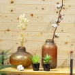 【YU Living 信歐傢居】復古小口徑圓形玻璃花瓶 花器(琥珀色/高19cm)