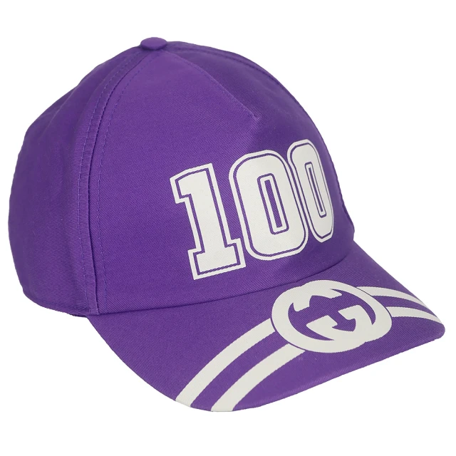 【GUCCI 古馳】100周年紀念棒球帽(紫/M)