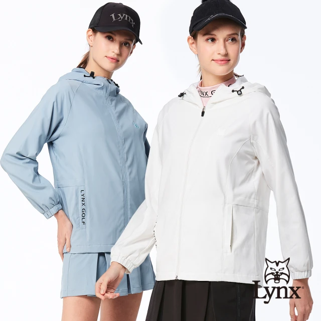 Lynx GolfLynx Golf 首爾高桿風格！女款防潑水內刷毛彈性舒適素面造型腰圍可調整拉鍊口袋長袖連帽外套(二色)