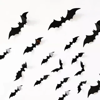 二組裝 萬聖節3D蝙蝠壁貼12入/組(二組裝/共24隻大小立體蝙蝠)