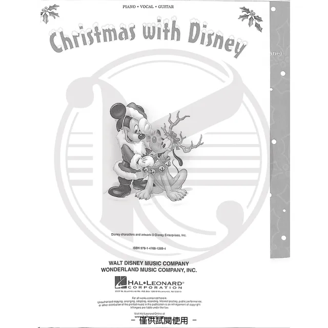 【Kaiyi Music 凱翊音樂】迪士尼聖誕精選樂譜 鋼琴/人聲/吉他樂譜